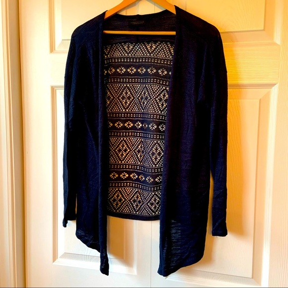 Aeropostale Size large Women’s Black Knit Open Front Cardigan Navy - Picture 1 of 8